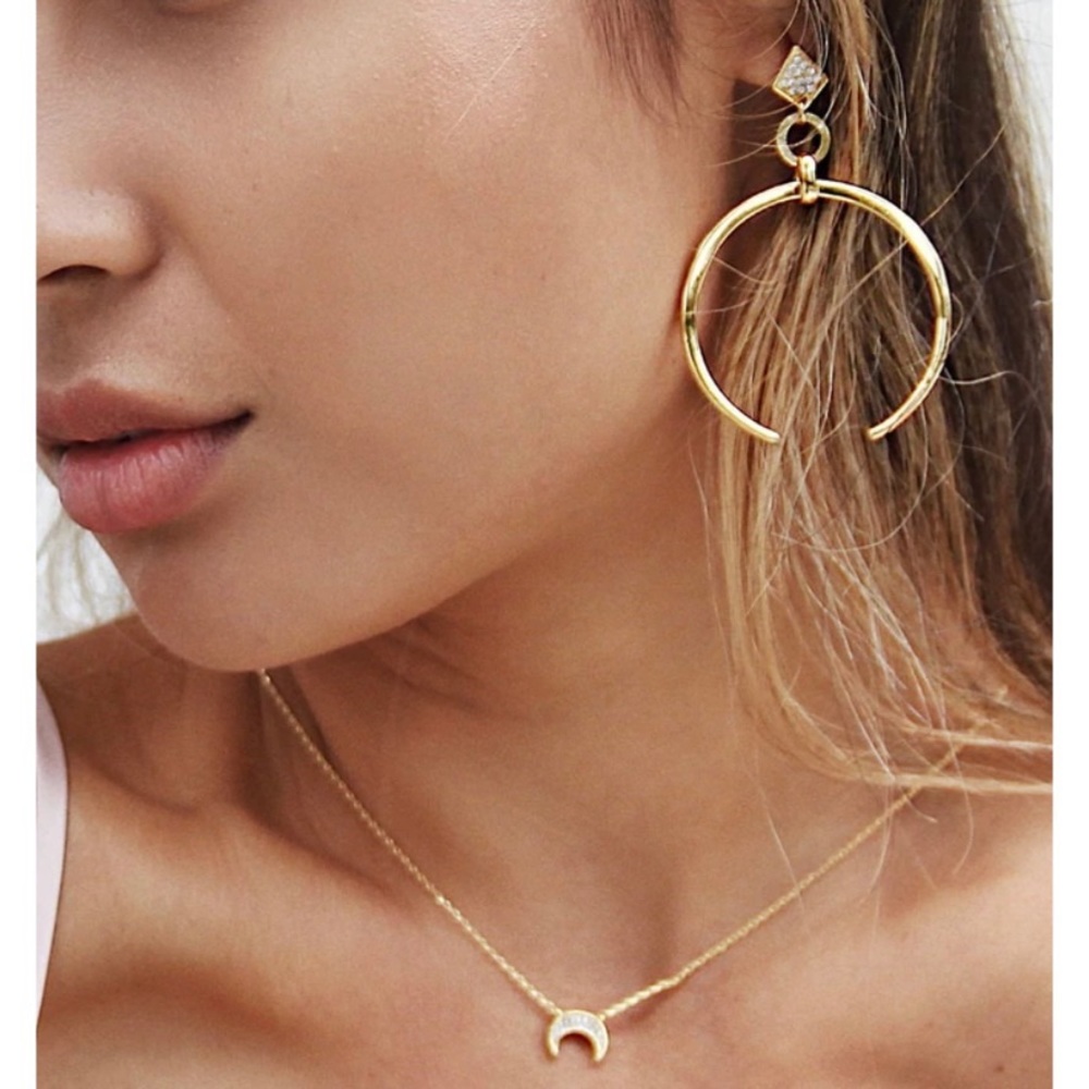 Ettika Popular Crescent Drop 18K Gold Plated Earrings